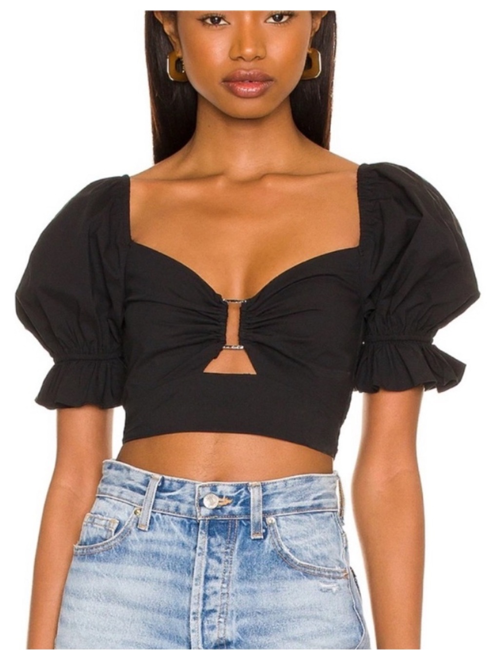 More to Come Elizabeth Puff Sleeve Crop Top Size S